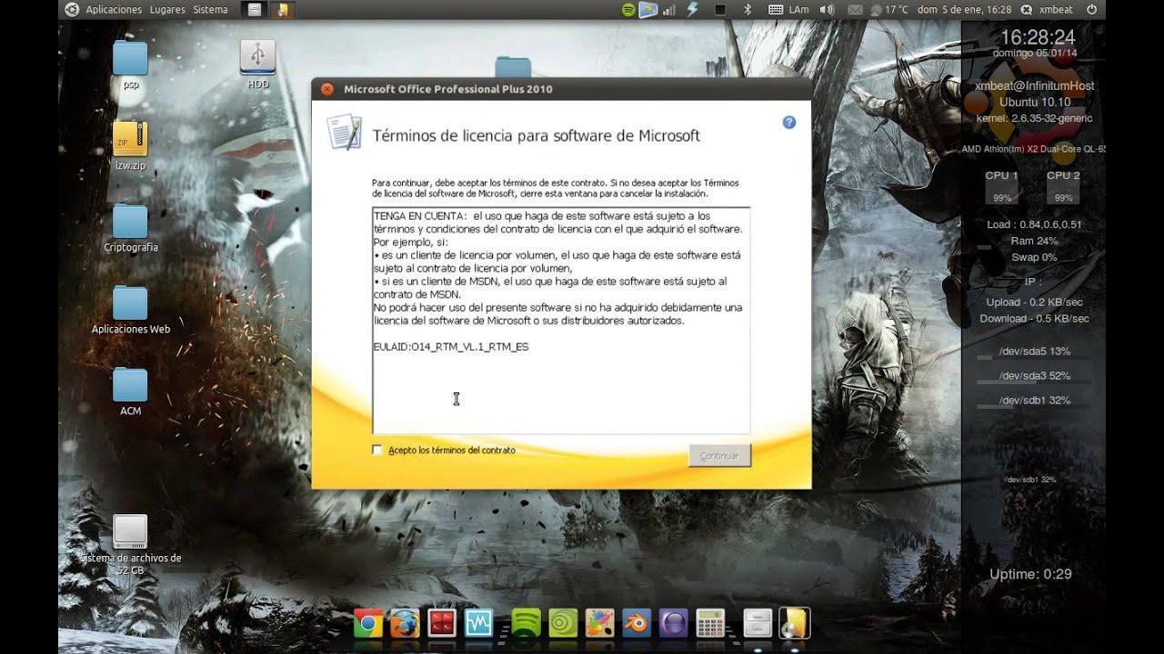 Installing Office 2010 with PlayonLinux on 18.04